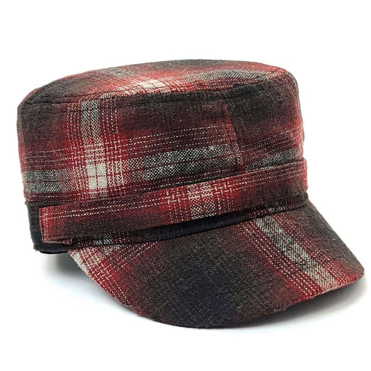 Cadet Cap -SN3929 Tartan Plaid Red & Purple - OSFA