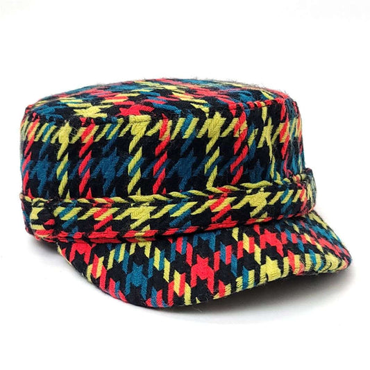 Cadet Cap - Knitted Plaid XO42 Black Mix Colour - OSFA