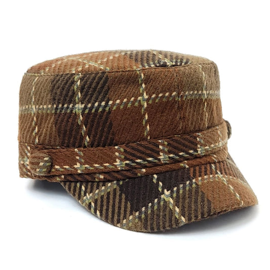 Cadet Cap - Knitted Plaid G8017 Brown Mix Colour - OSFA