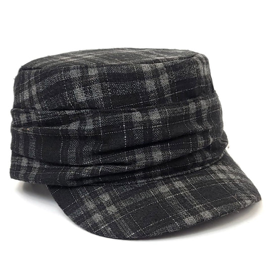 Cadet Cap -17072 Plaid with Folds Multi-Coloured - Black / OSFA