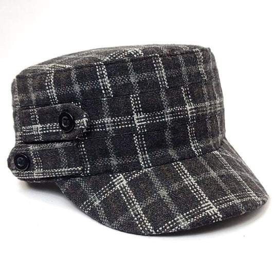 Cadet Cap - Plaid with Buttons 19099 Multi-Coloured - Black / OSFA