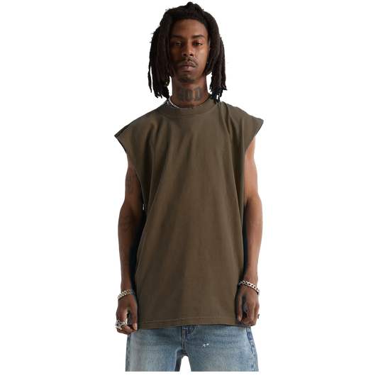 Garment Dye Muscle Tee - 7.5 oz - Mocha / S - TANKS