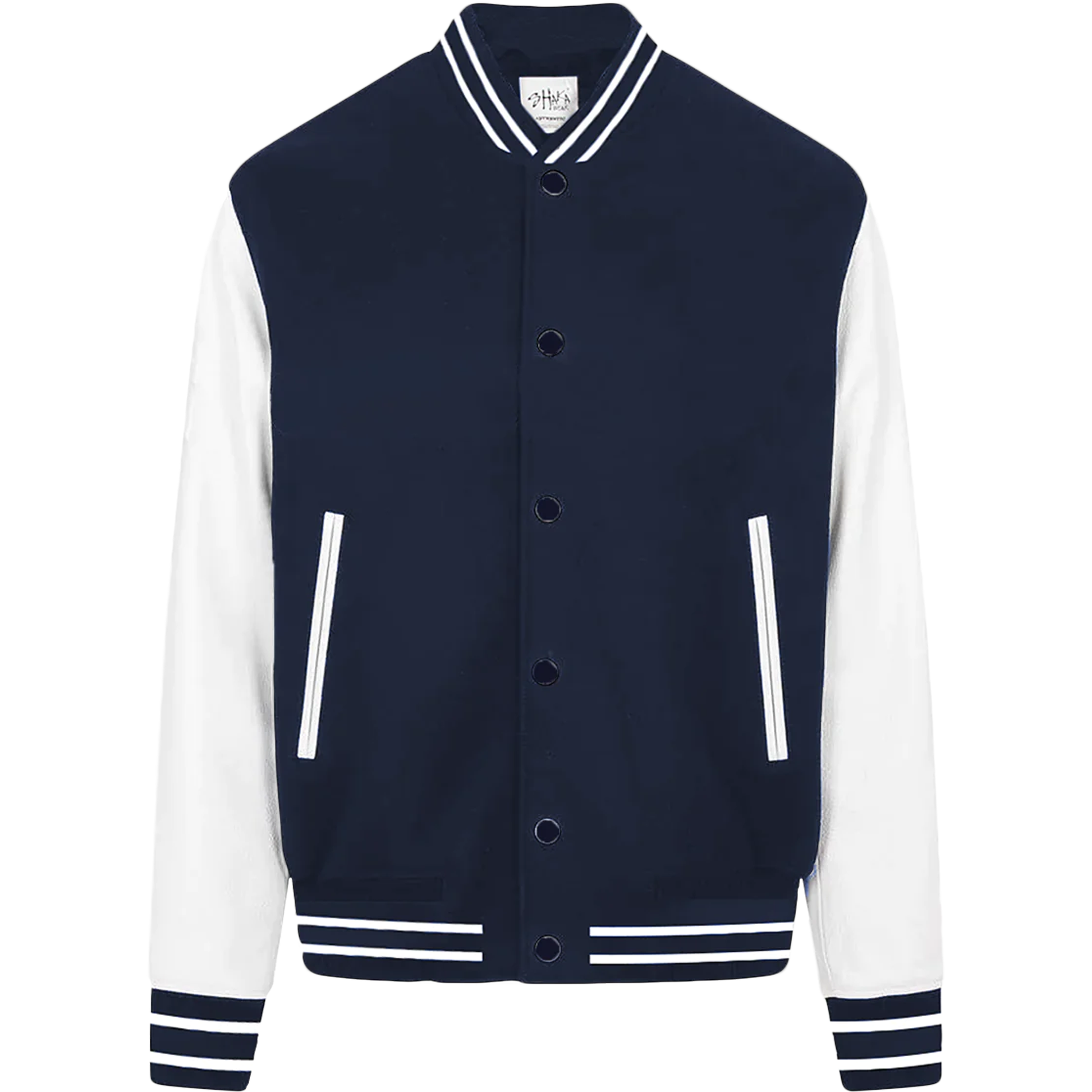 Leather Letterman Jacket - Navy White / S - COATS & JACKETS
