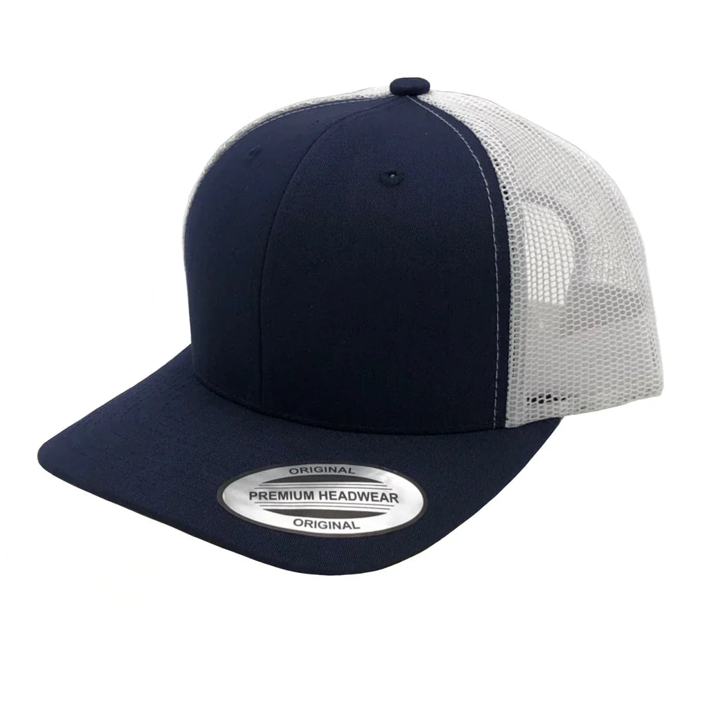 GNV-6606T - Premium Trucker Mesh Cap - Navy White / ONE SIZE - CAPS