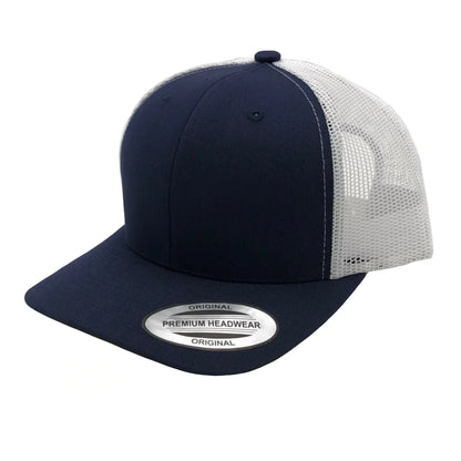 GNV-6606T - Premium Trucker Mesh Cap - Navy White / ONE SIZE - CAPS