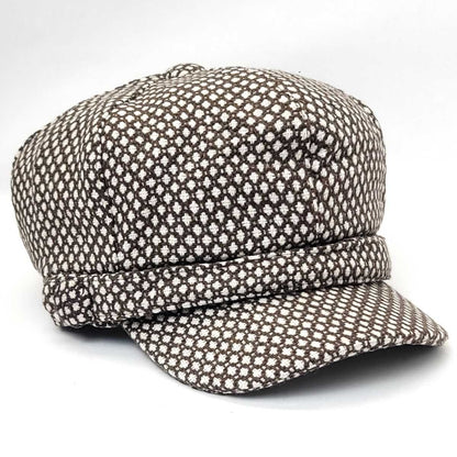 Newsboy Hat - Polka Dots Brown & Black - OSFA