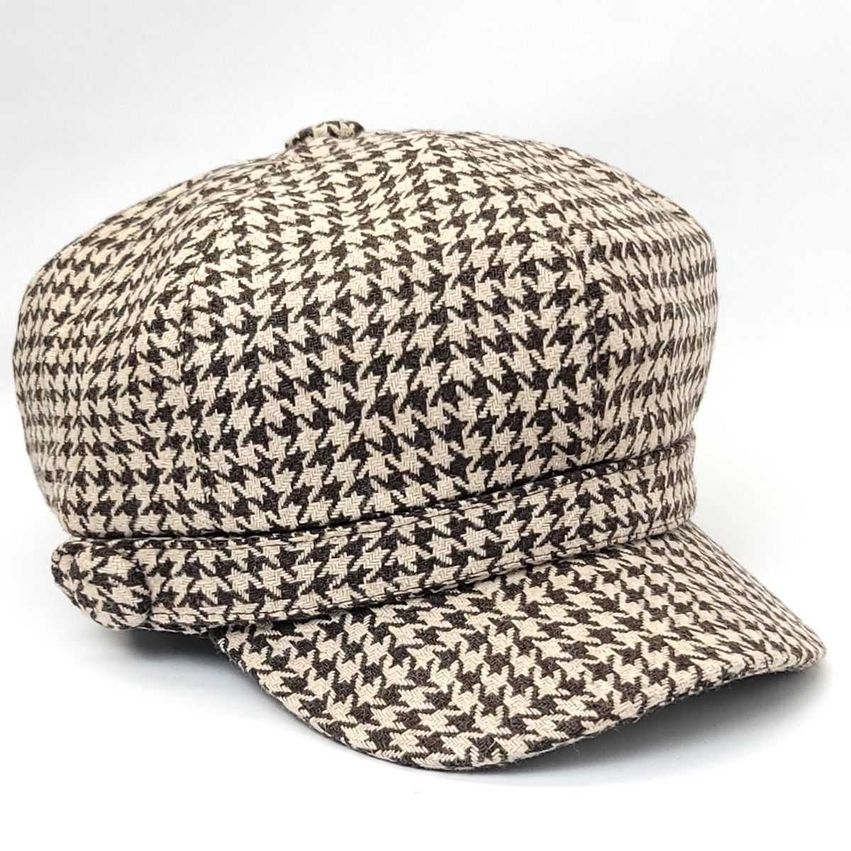 Newsboy Hat - Houndstooth Brown & Black - OSFA