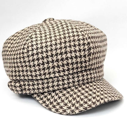Newsboy Hat - Houndstooth Brown & Black - OSFA
