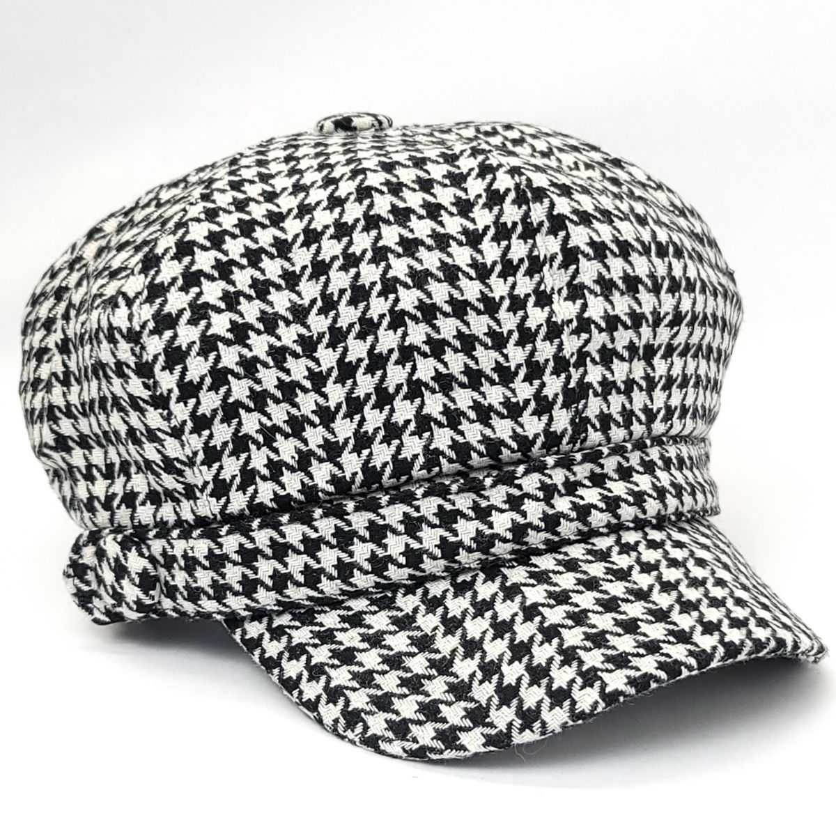 Newsboy Hat - Houndstooth Brown & Black - OSFA
