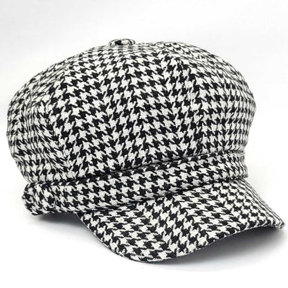 Newsboy Hat - Houndstooth Brown & Black - OSFA