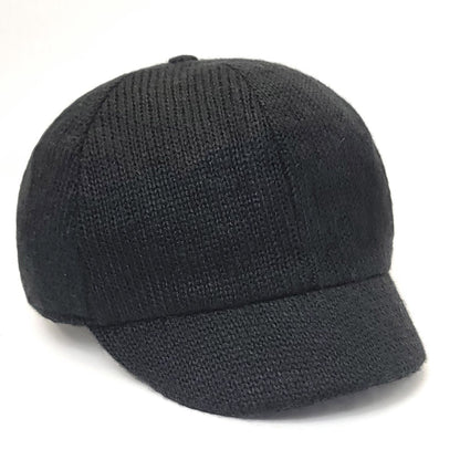 Newsboy Hat - Knitted Multi-Coloured - Black / OSFA