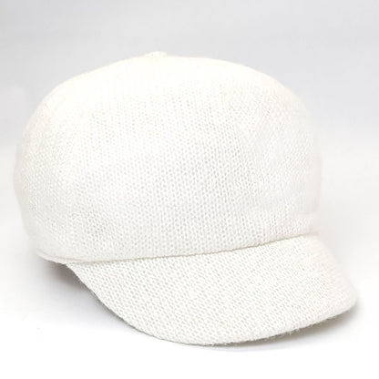 Newsboy Hat - Knitted Multi-Coloured - White / OSFA