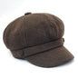 Newsboy Hat - Knitted Corduroy Purple & Brown - OSFA