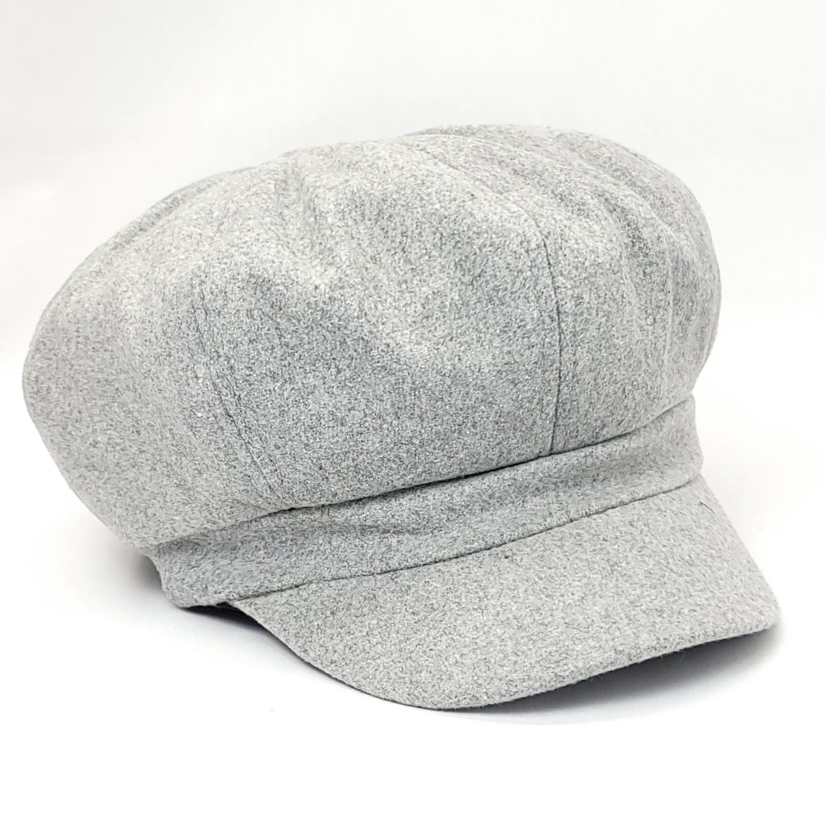 Newsboy Hat - Solid Colour Light Grey & - OSFA