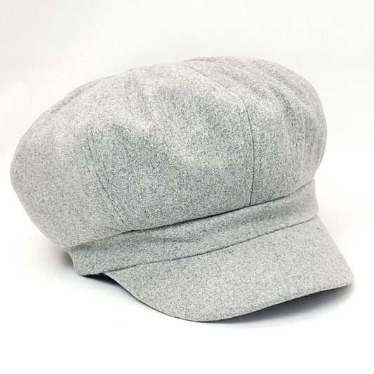 Newsboy Hat - Solid Colour Light Grey & - OSFA