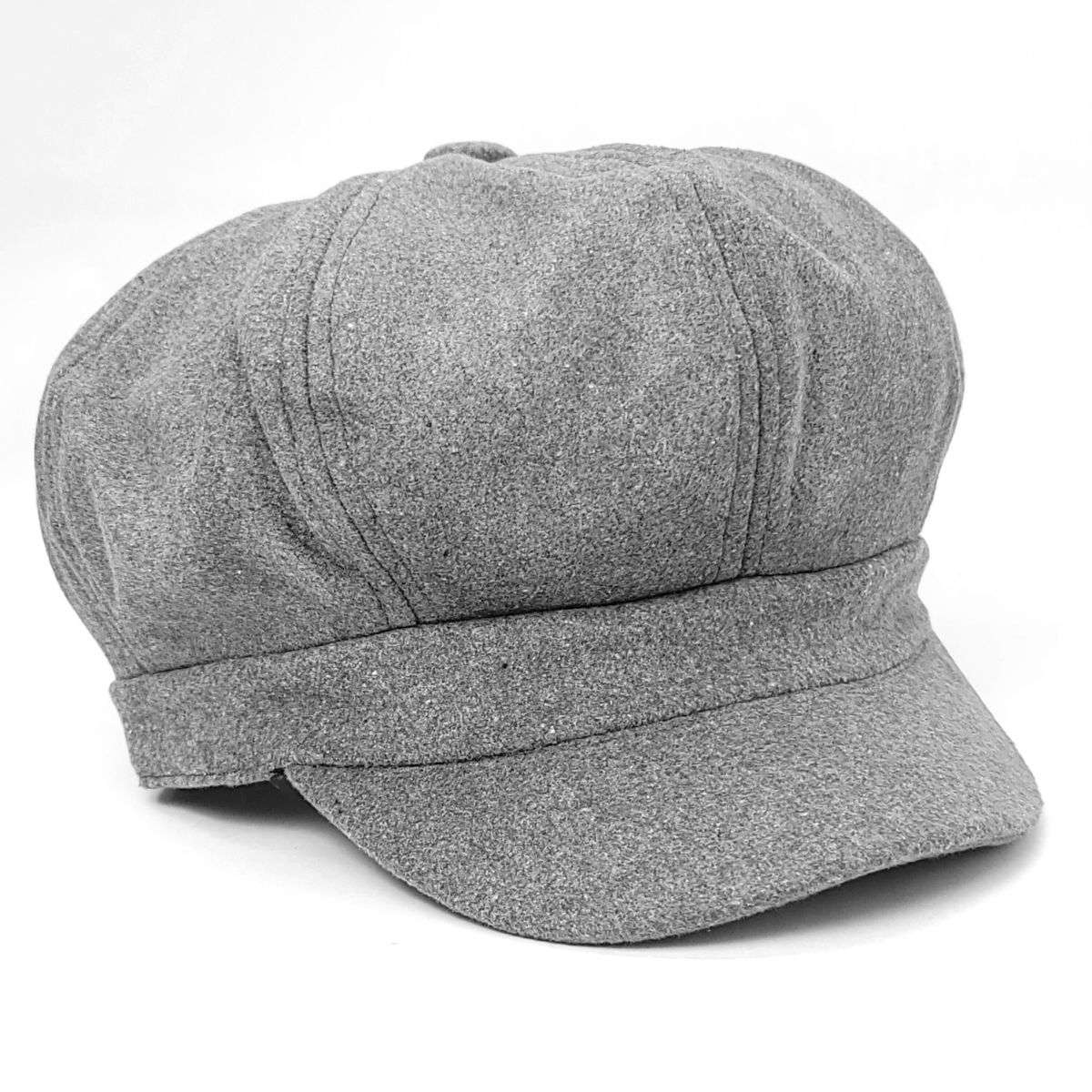 Newsboy Hat - Solid Colour Light Grey & - OSFA