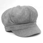 Newsboy Hat - Solid Colour Light Grey & - OSFA