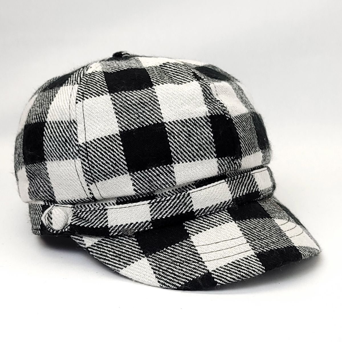 Newsboy Hat - Plaid Pattern Brown & Black - OSFA