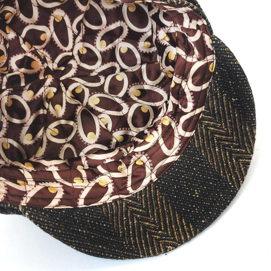 Newsboy Hat - Herringbone Patterned Brown Mix Colour - OSFA