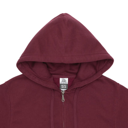 HERO-3020 Unisex Full Zip Hoodie - Maroon - Full-Zip