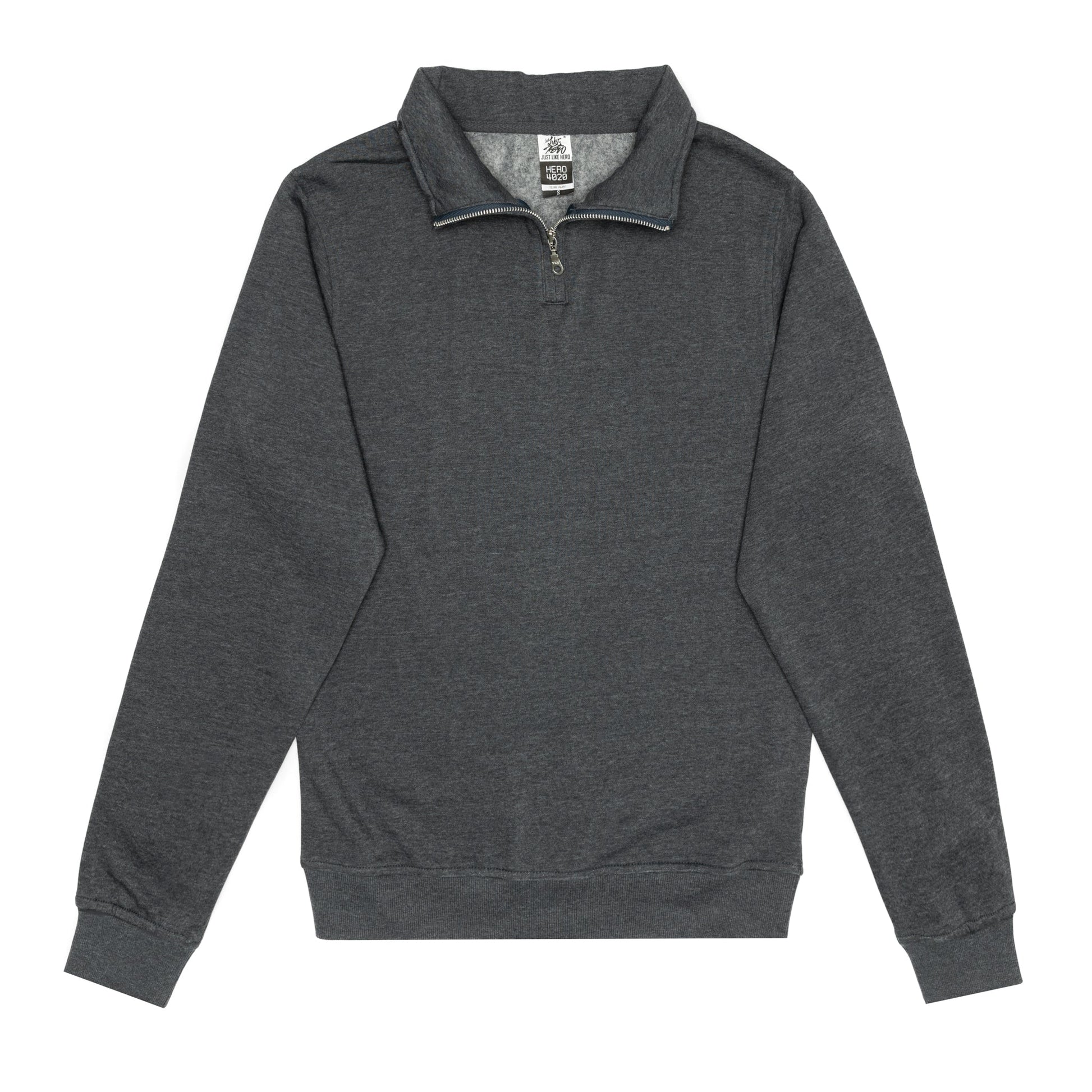 HERO-4020 Unisex Quarter Zip Sweatshirt - Dark Heather - Quarter-Zip