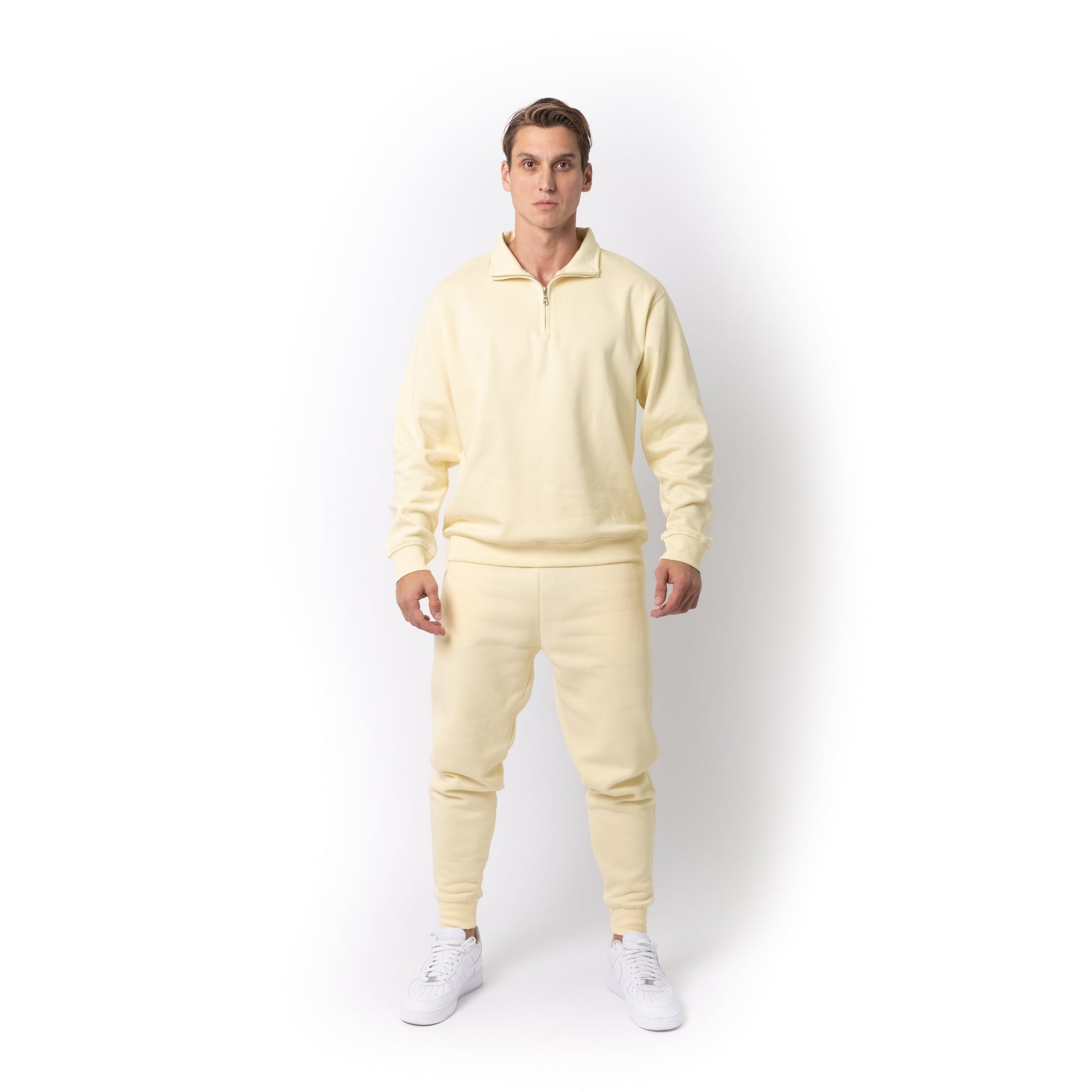 HERO-4020 Unisex Quarter Zip Sweatshirt - Ivory - Quarter-Zip