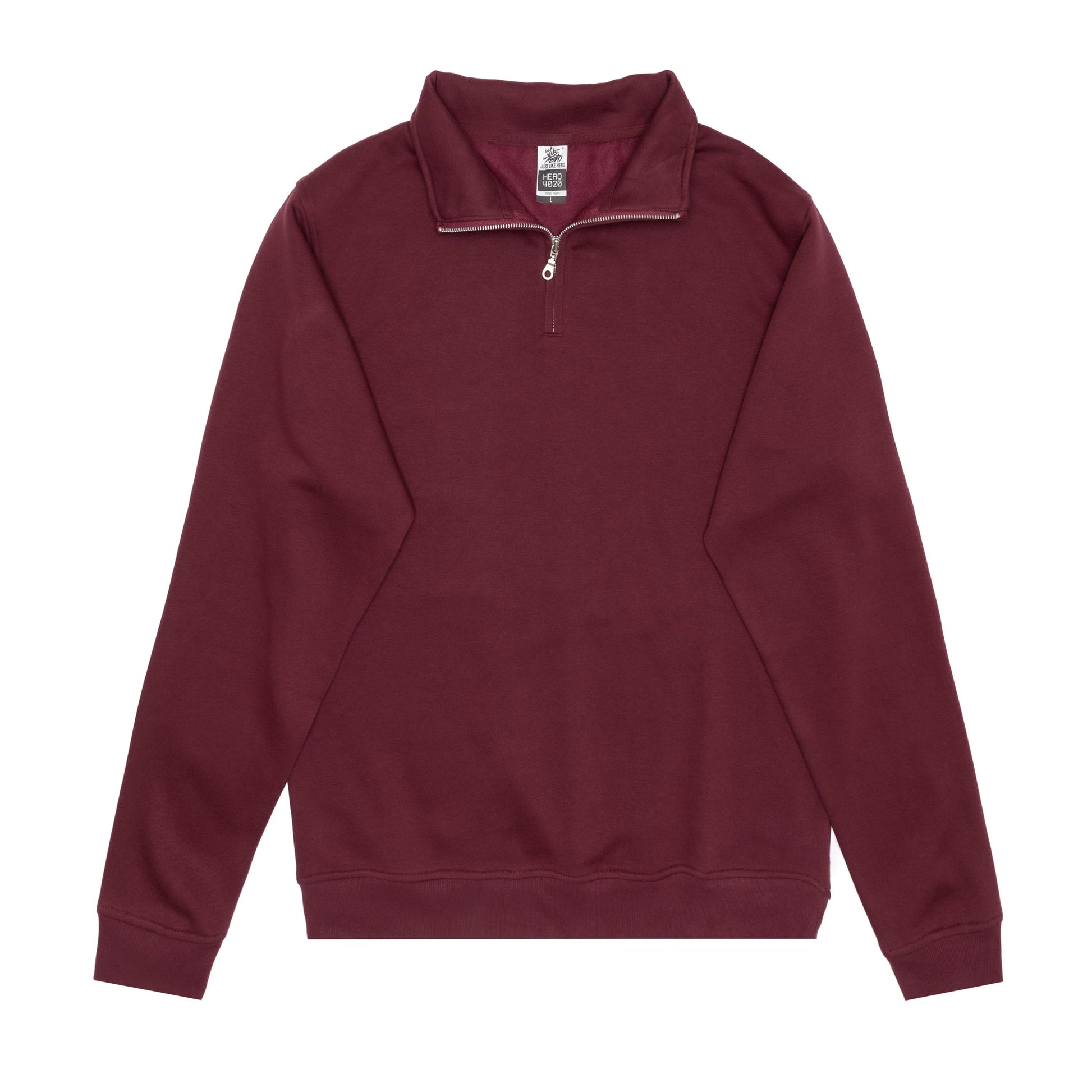 HERO-4020 Unisex Quarter Zip Sweatshirt - Maroon - Quarter-Zip