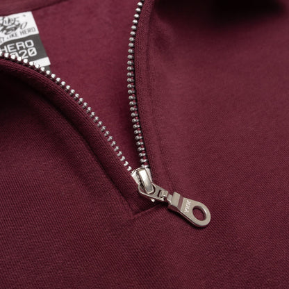 HERO-4020 Unisex Quarter Zip Sweatshirt - Maroon - Quarter-Zip
