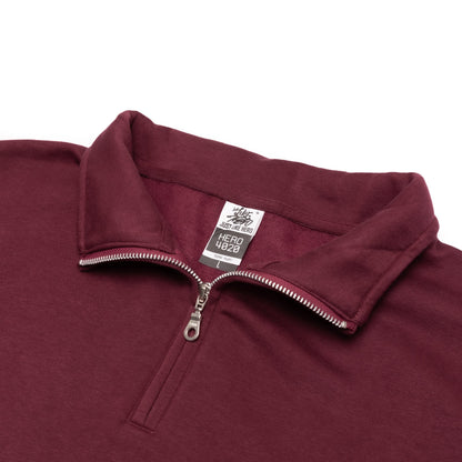 HERO-4020 Unisex Quarter Zip Sweatshirt - Maroon - Quarter-Zip