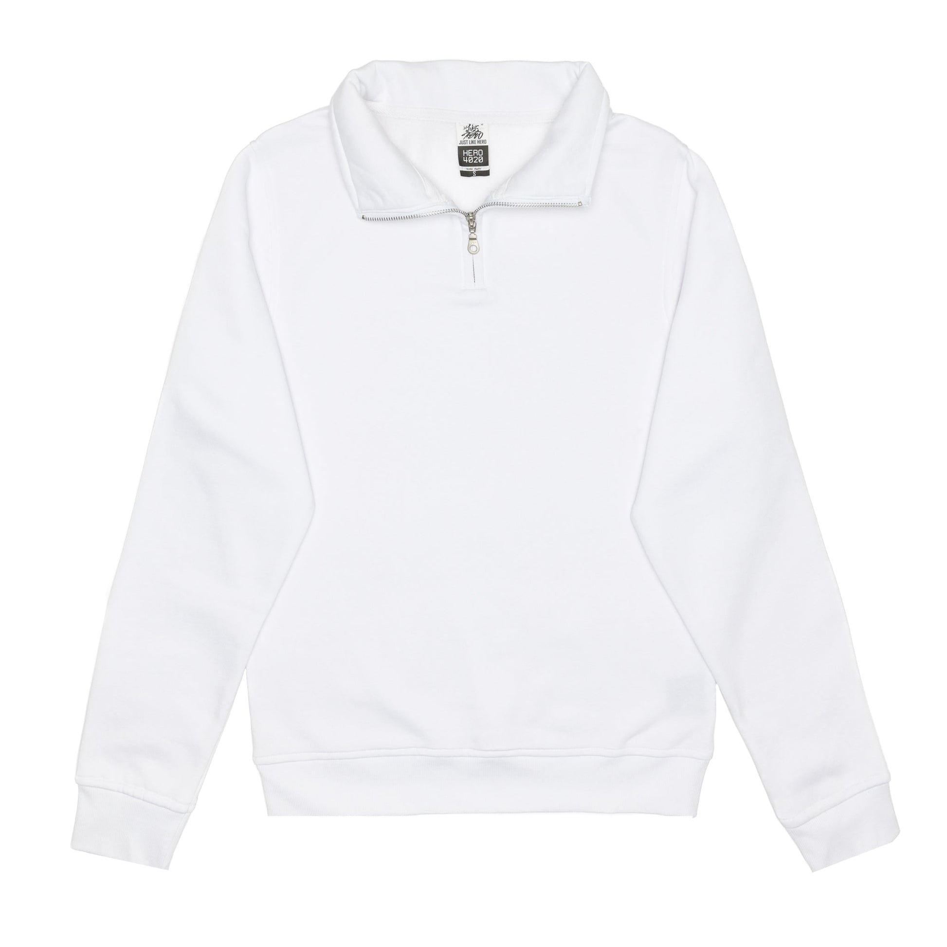 HERO-4020 Unisex Quarter Zip Sweatshirt - White - Quarter-Zip