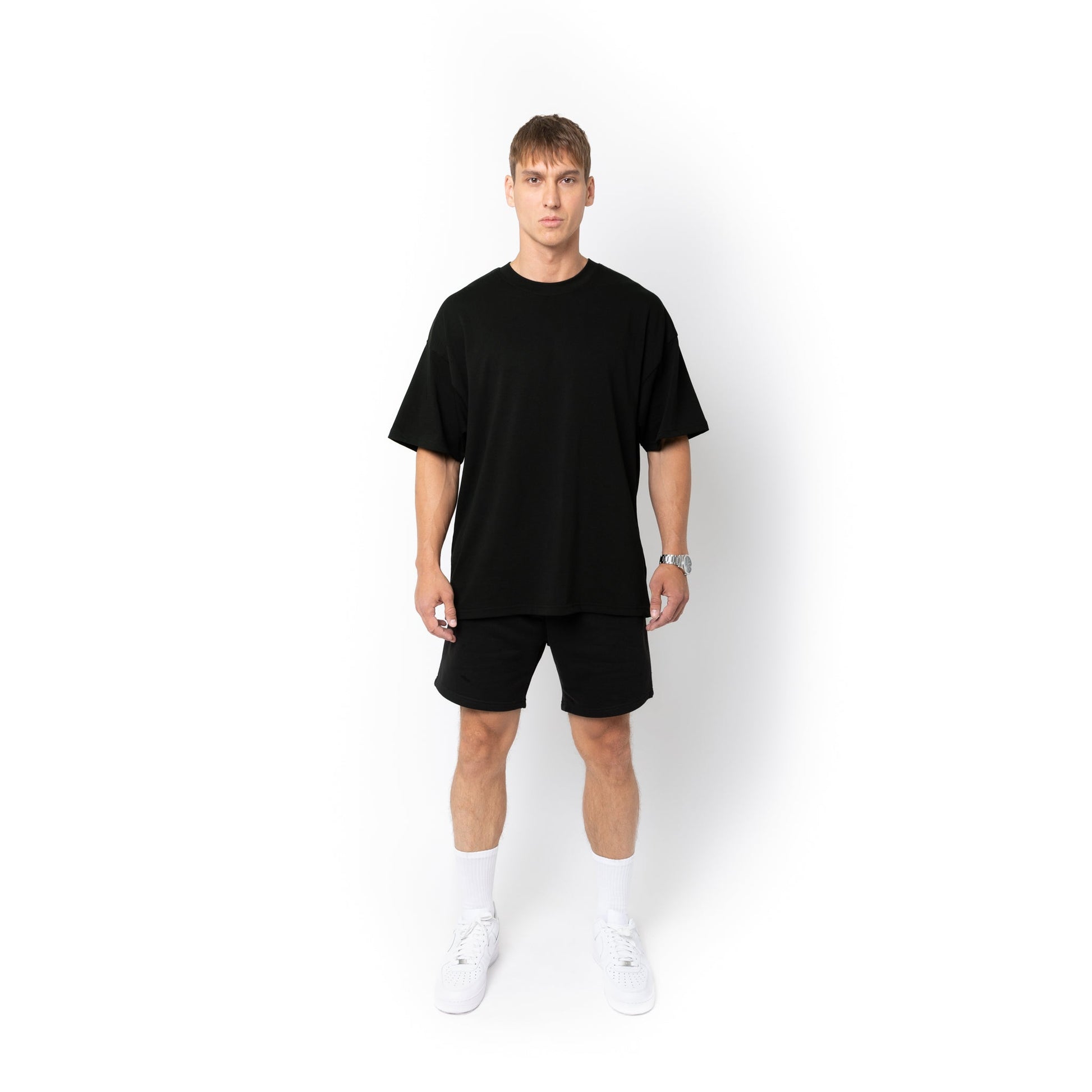 HERO-300 Unisex Super Heavy Oversized Tee - Black - Crewnecks