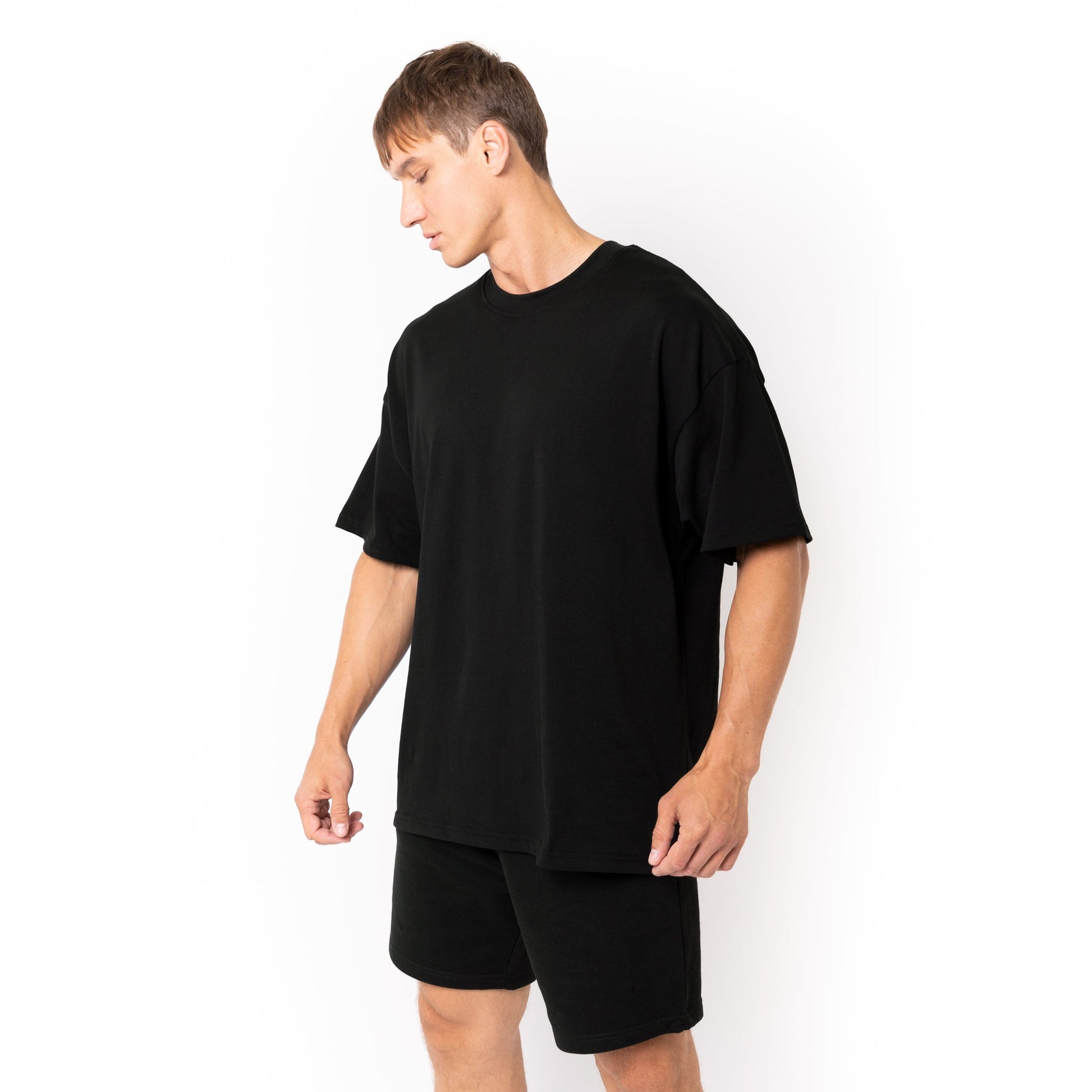 HERO-300 Unisex Super Heavy Oversized Tee - Black - Crewnecks