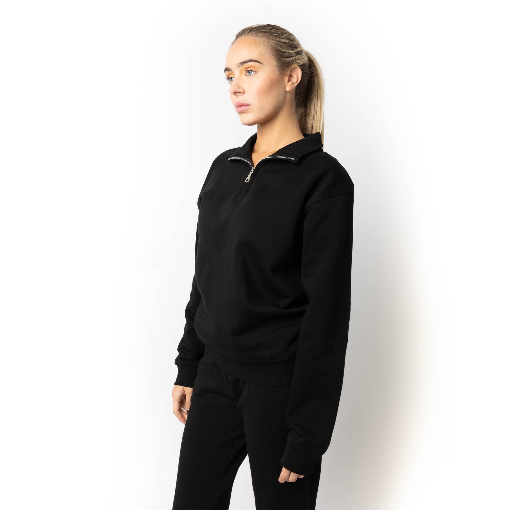 HERO-4020 Unisex Quarter Zip Sweatshirt - Black - Quarter-Zip