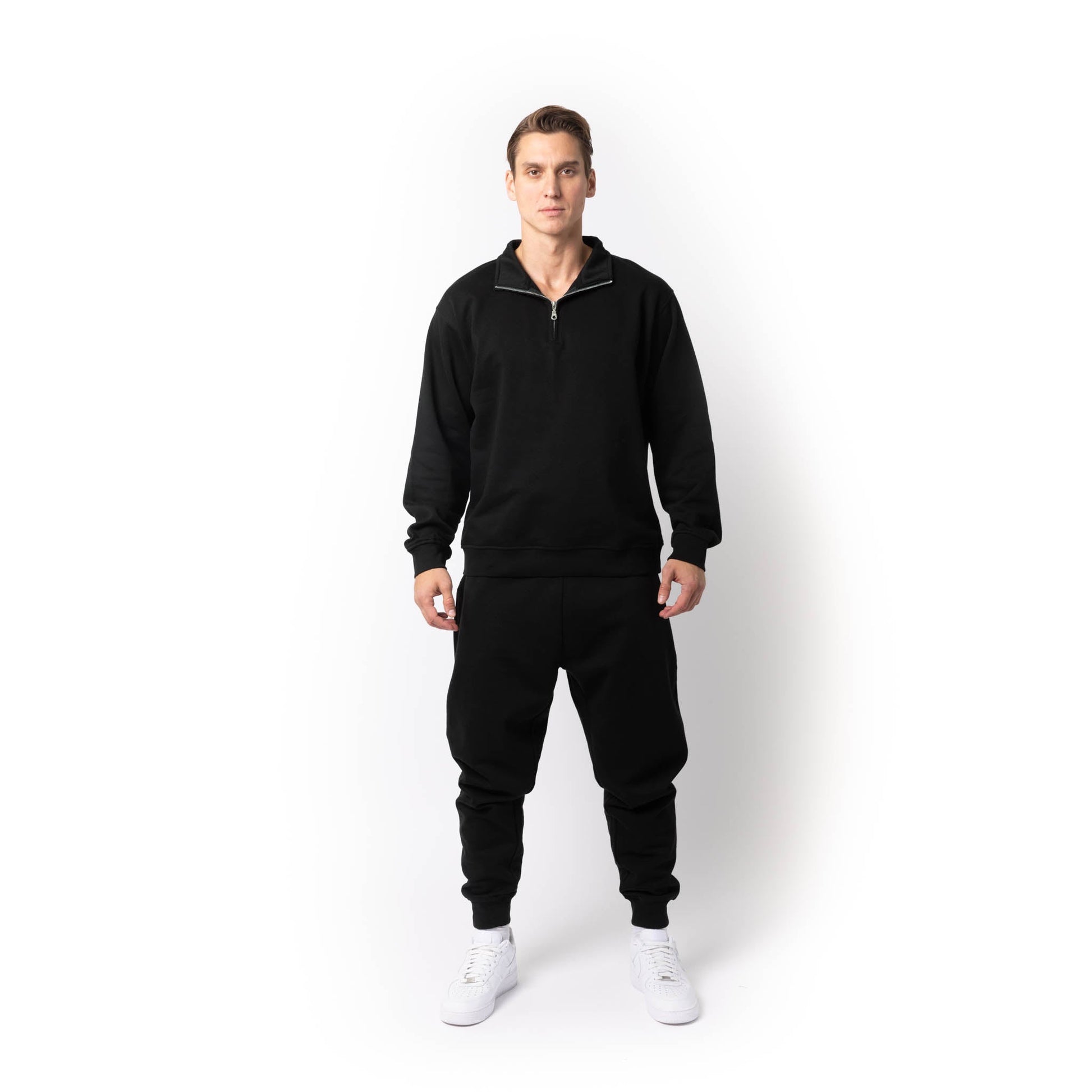 HERO-4020 Unisex Quarter Zip Sweatshirt - Black - Quarter-Zip