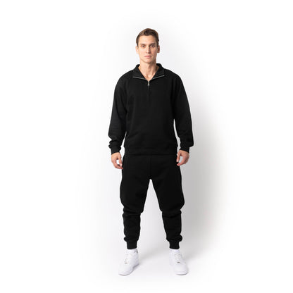 HERO-4020 Unisex Quarter Zip Sweatshirt - Black - Quarter-Zip