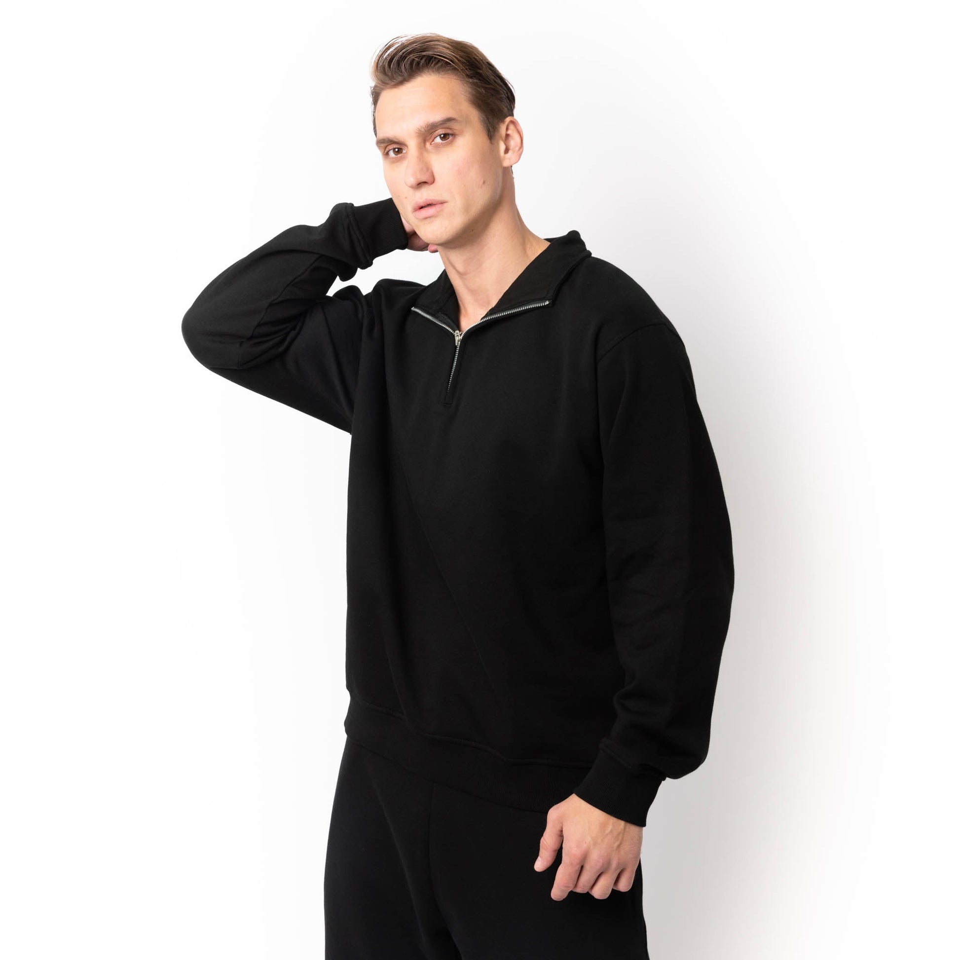 HERO-4020 Unisex Quarter Zip Sweatshirt - Black - Quarter-Zip