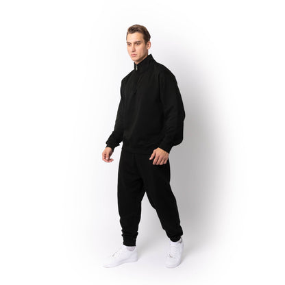 HERO-4020 Unisex Quarter Zip Sweatshirt - Black - Quarter-Zip