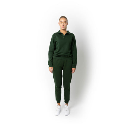 HERO-4020 Unisex Quarter Zip Sweatshirt - Forest Green - Quarter-Zip