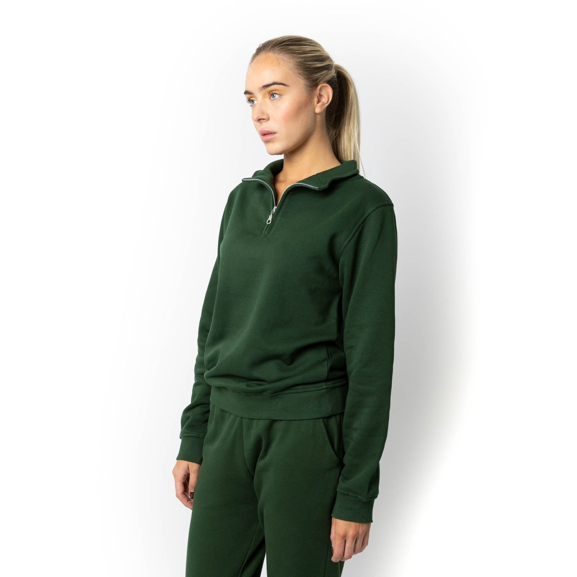 HERO-4020 Unisex Quarter Zip Sweatshirt - Forest Green - Quarter-Zip