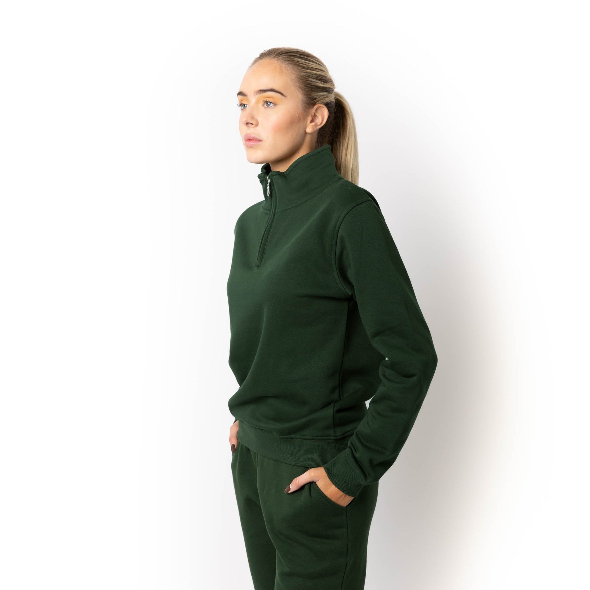 HERO-4020 Unisex Quarter Zip Sweatshirt - Forest Green - Quarter-Zip