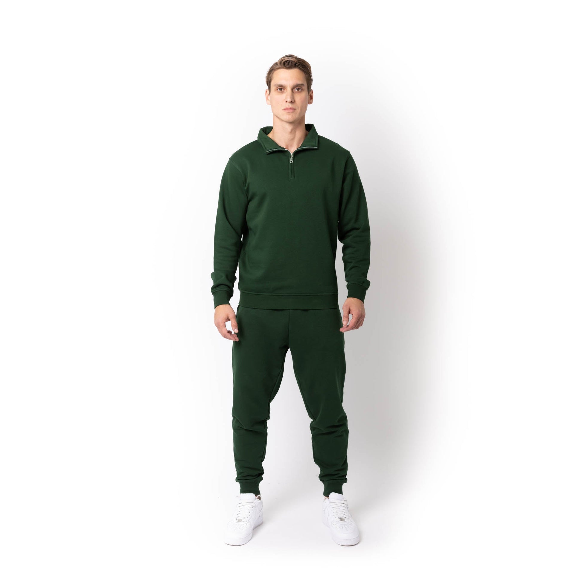 HERO-4020 Unisex Quarter Zip Sweatshirt - Forest Green - Quarter-Zip