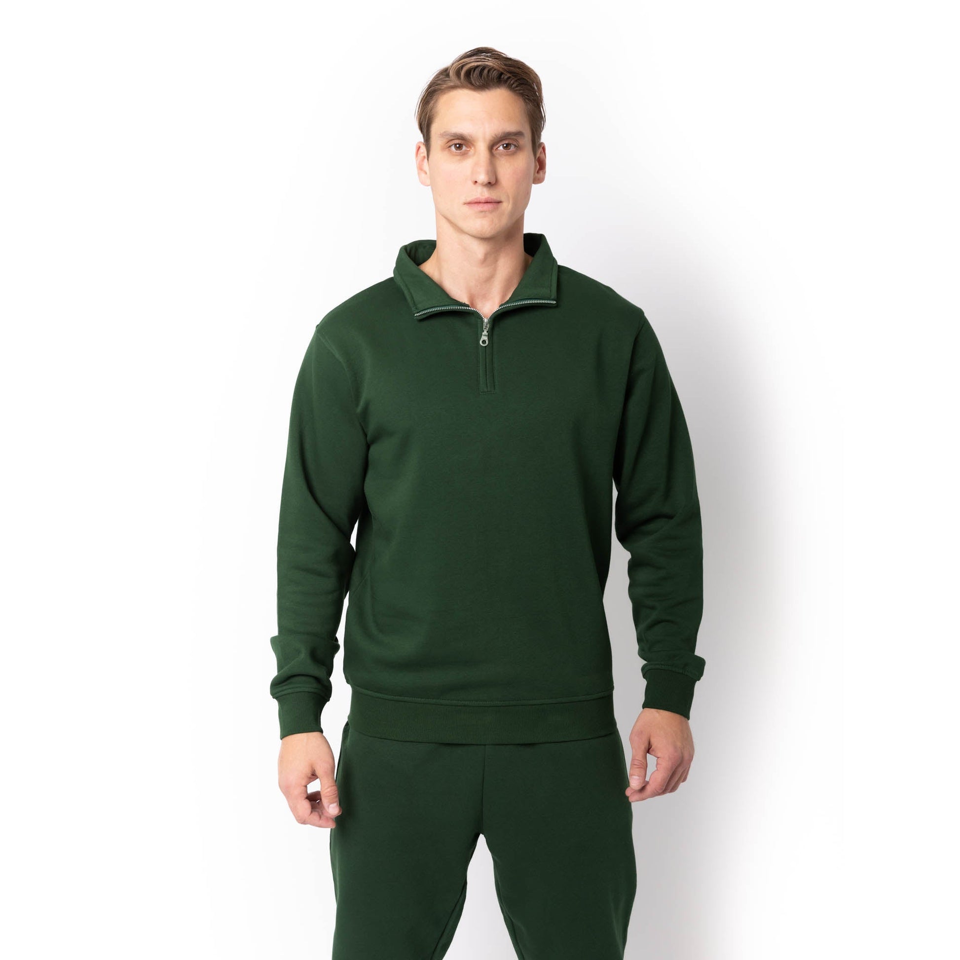 HERO-4020 Unisex Quarter Zip Sweatshirt - Forest Green - Quarter-Zip