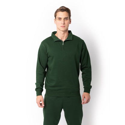 HERO-4020 Unisex Quarter Zip Sweatshirt - Forest Green - Quarter-Zip