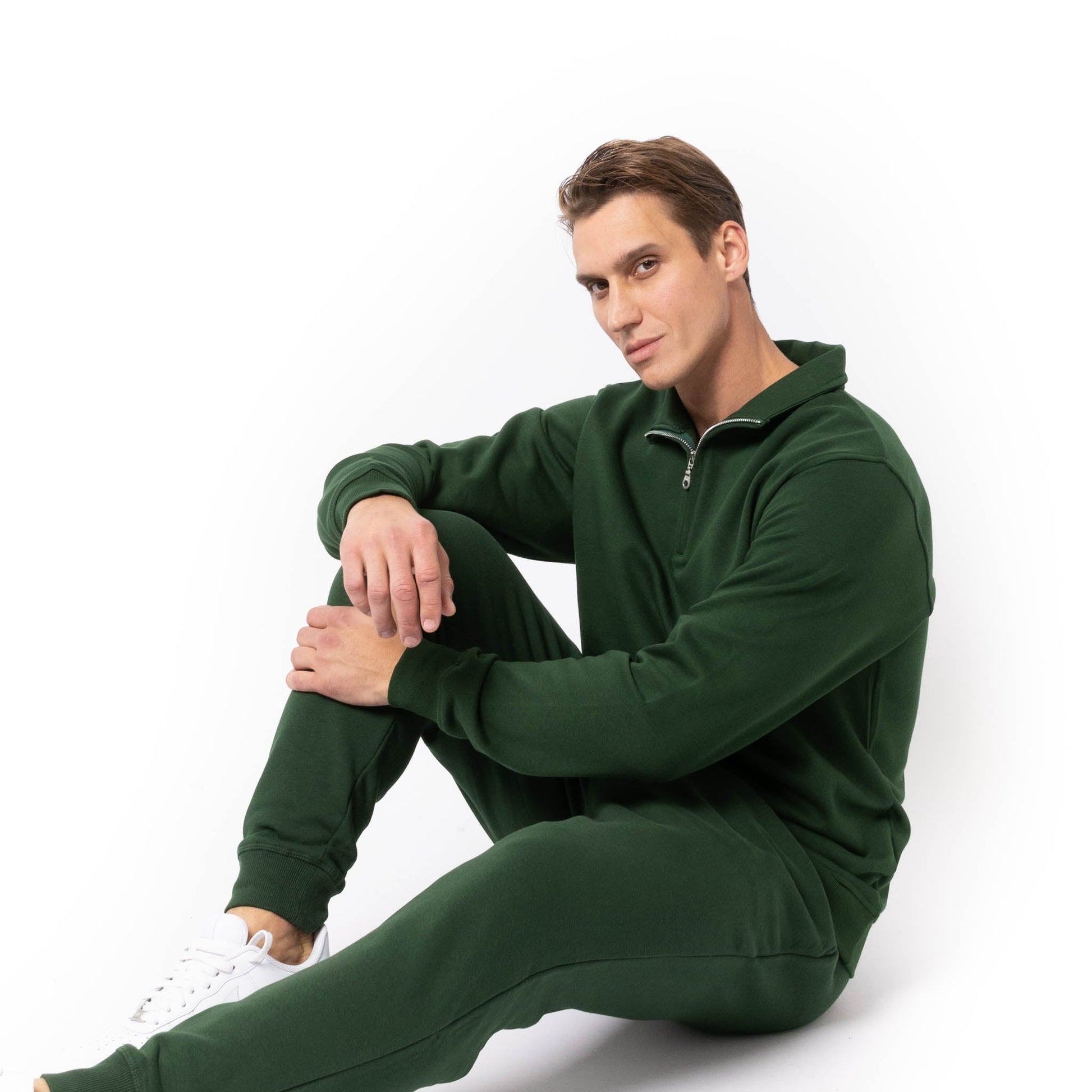 HERO-4020 Unisex Quarter Zip Sweatshirt - Forest Green - Quarter-Zip