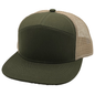 GNV-7005M - 7 Panels Mesh Flat Bill Cap - Olive Khaki / One Size - CAPS