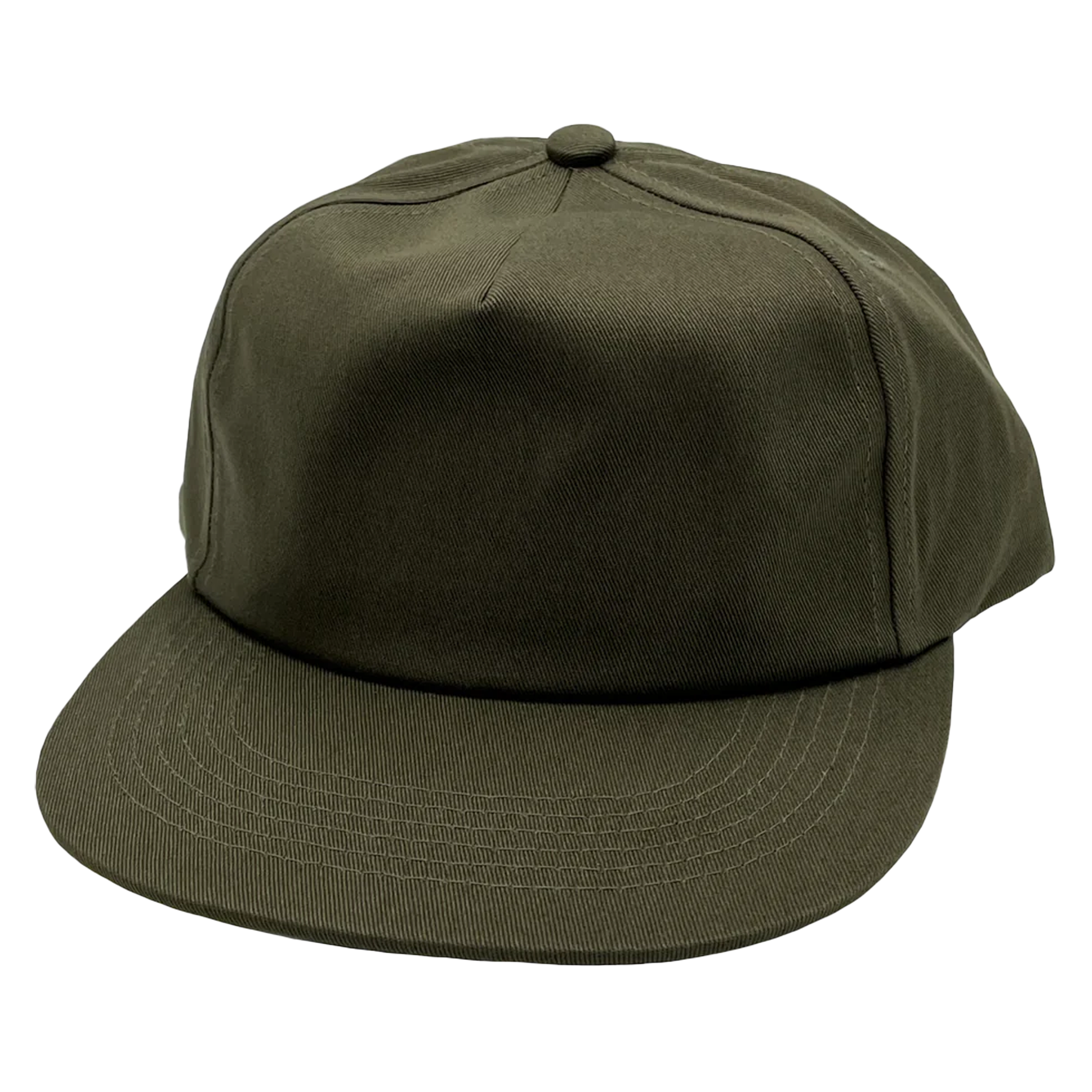 GNV-CT011 - 5 Panels Unstructured Flat Bill - Olive / One Size - CAPS