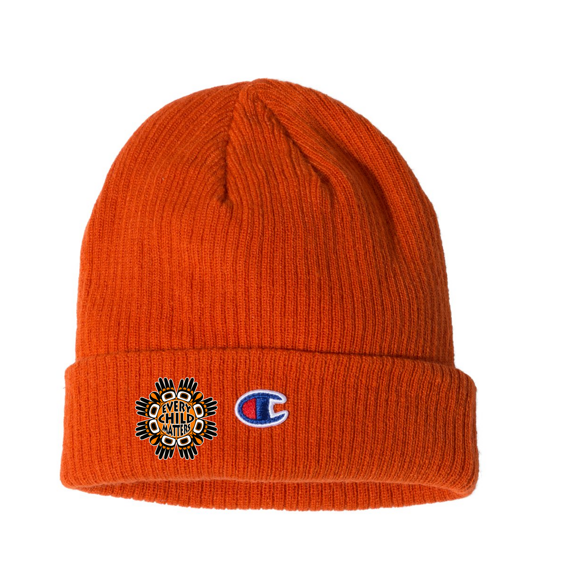 Champion Blaze Orange Toque with ’Every Child Matters’ Hands Maple Leaf Design - Adults / One size - Headwear