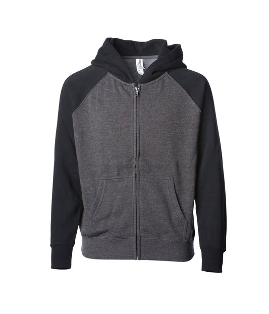 PRM10TSBZ - Toddler Lightweight Special Blend Raglan Zip Hood. - Carbon Black / 2T - ZIPS