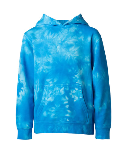 PRM1500TD - Youth Midweight Tie Dye Hooded Pullover - Aqua Blue / XS - HOODIES
