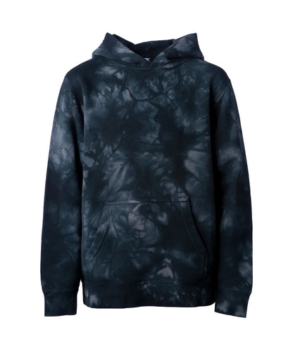 PRM1500TD - Youth Midweight Tie Dye Hooded Pullover - Black / XS - HOODIES